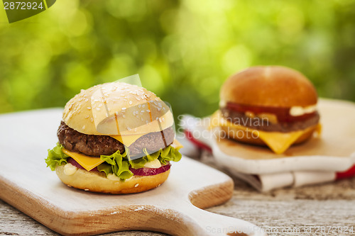 Image of Burgers served outdoor