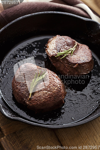 Image of Beef steak in pan