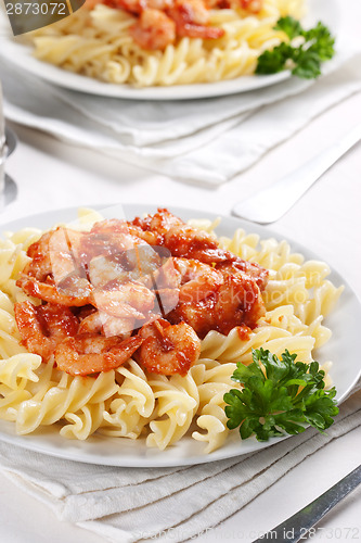 Image of Pasta with tomato and shrimps