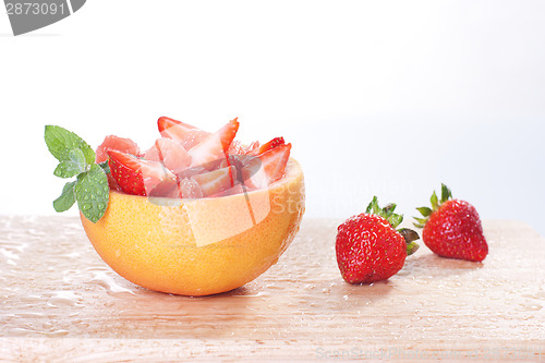 Image of Fruit salad with strawberry and grapefruit