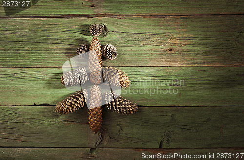 Image of Christmas tree made from fir cones