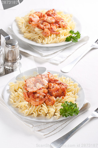 Image of Pasta with tomato and shrimps