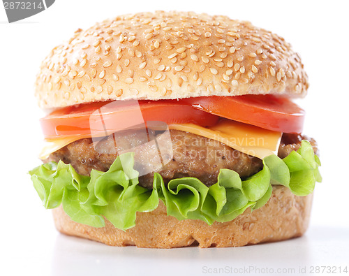 Image of Cheeseburger with tomatoes and lettuce