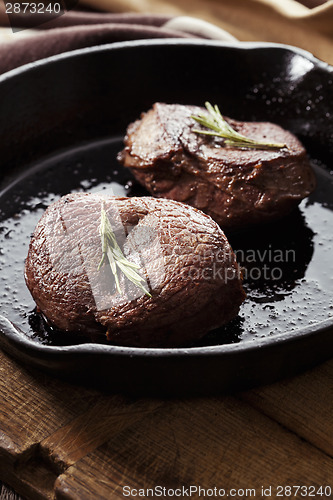 Image of Beef steak in pan