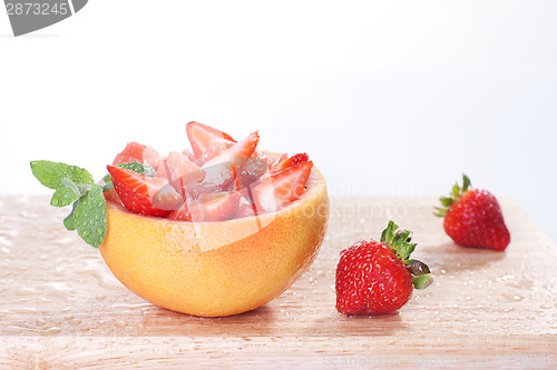 Image of Fruit salad with strawberry and grapefruit