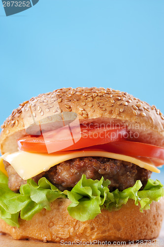 Image of Cheeseburger with tomatoes and lettuce