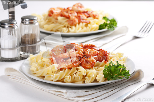 Image of Pasta with tomato and shrimps