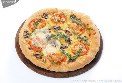 Image of Pizza with mushroom and tomatoes
