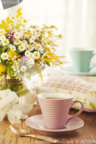 Image of Tea for two and summer flowers