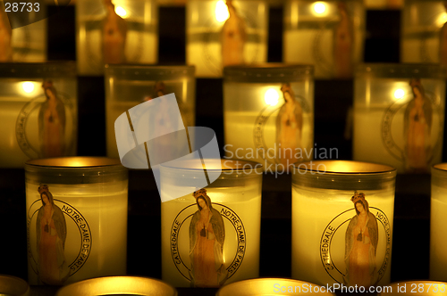 Image of Candles lit as a prayer, Notre dame, cathedral, paris, france