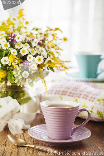 Image of Tea and wildflowers