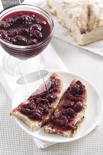 Image of Cherry jam on toast