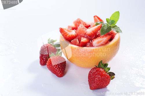 Image of Fruit salad with strawberry and grapefruit