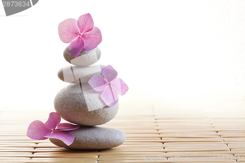 Image of Zen stones and flowers