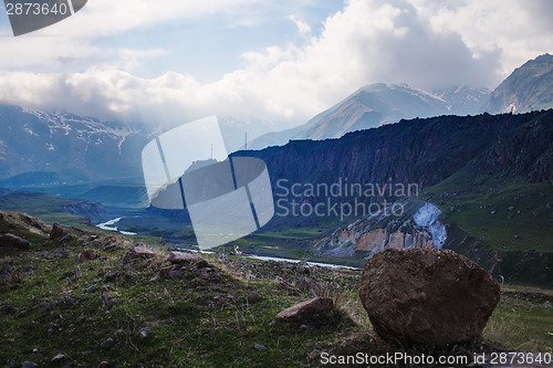Image of Caucasus Mountains near Stepantsminda village