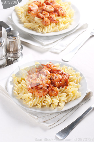 Image of Pasta with tomato and shrimps