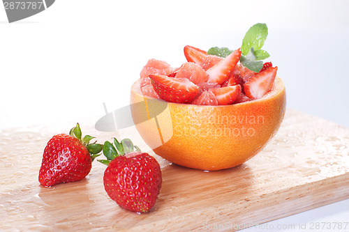 Image of Fruit salad with strawberry and grapefruit