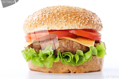 Image of Cheeseburger with tomatoes and lettuce