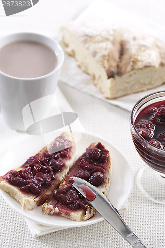 Image of Cherry jam on toast