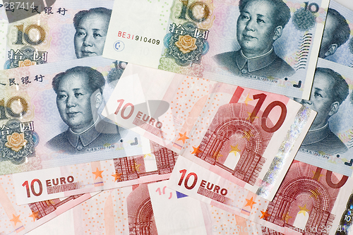 Image of Chinese and Euro currencies

