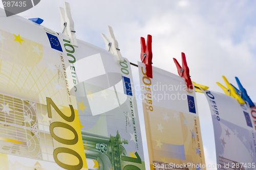 Image of Euros on a clothesline