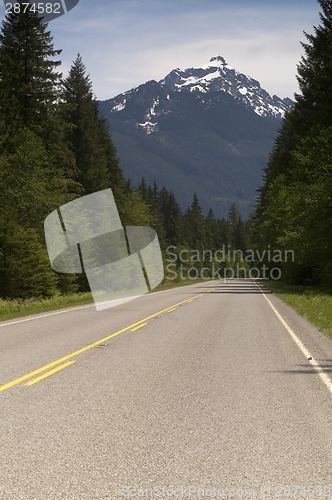Image of Two Lane Highway Winds Through North Cascade Mountains Washingto