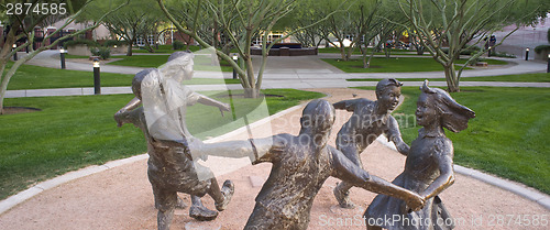 Image of Circle of Peace Group Bronze Scupture Figures Park Phoenix Arizo