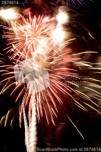 Image of Fireworks Celebration Over Stadium Independence Day July Forth