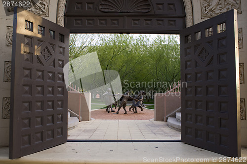 Image of Circle of Peace Group Bronze Scupture Figures Park Phoenix Arizo