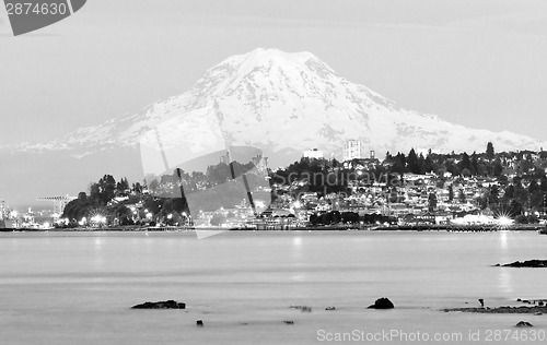 Image of Mt Rainier Sunset Cascade Range Puget Sound North Tacoma Washing