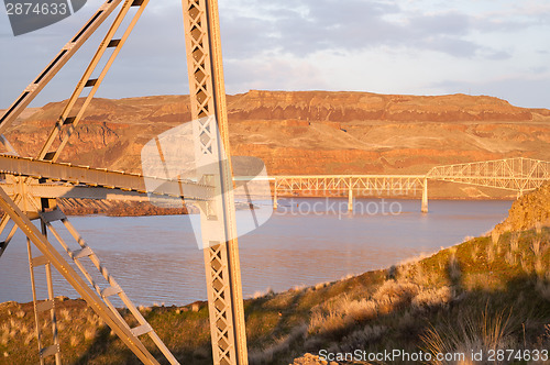 Image of Bridge Over Touchet River Palouse Regoin Eastern Washington Hill