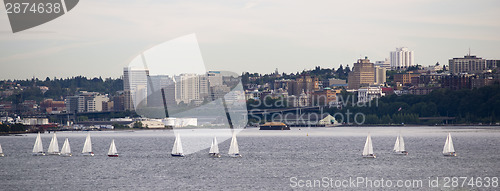 Image of Sailboat Regatta Commencement Bay Puget Sound Dpwntown City Taco