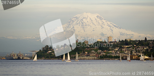 Image of Sailboat Regatta Commencement Bay Puget Sound Downtown Port Taco