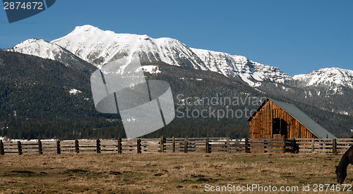 Image of Old Horse Barn Endures Mountain Winter Wallowa Whitman National 