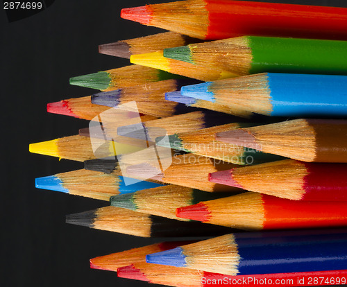 Image of Macro Close Up Wood Multiple Color Art Supply Pencils