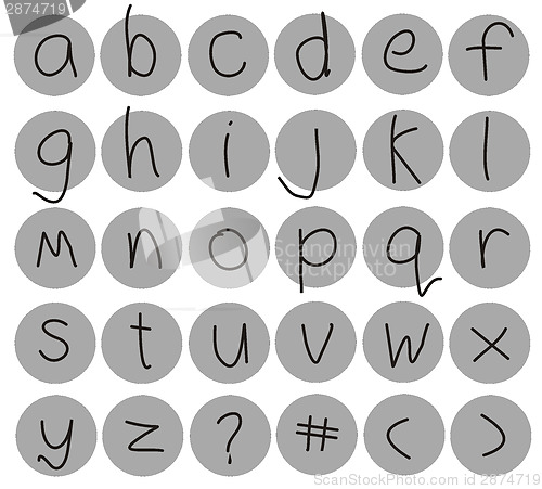 Image of Hand Drawn Alphabet Text Letters Numbers Black Gray White Backgr