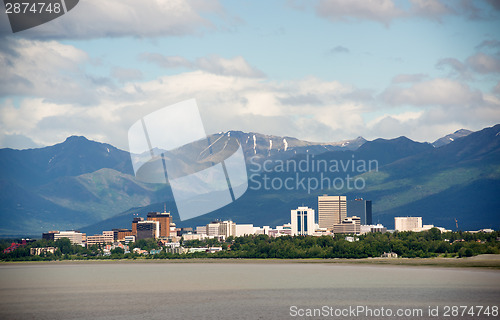 Image of Office Buildings City Skyline Downtown Anchorage Alaska United S