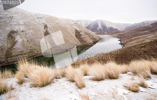 Image of Reservoir Snake River Canyon Cold Frozen Snow Winter Travel Land