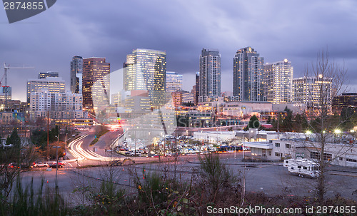 Image of Cloudy Skies Evening Sunset City Architecture Landscape Bellevue