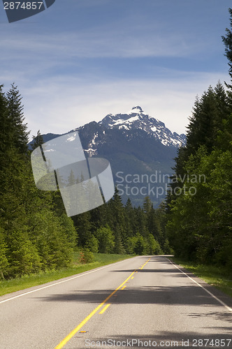 Image of Two Lane Highway Winds Through North Cascade Mountains Washingto