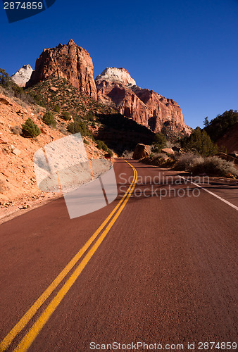 Image of Two Lane Road Hoighway Travels Desert Southwest Utah Landscape