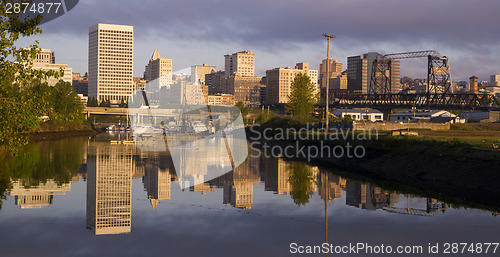 Image of Buildings Viaduct Infrastructure Thea Foss Waterway Tacoma Washi