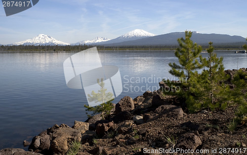 Image of Cascade Mountain Range Rises Above Alpine Lake Oregon State