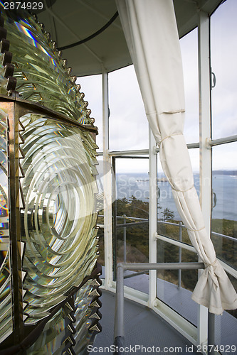 Image of Lighthouse Top Tower Windows Curtain Glass Fresnel Magnifying Le