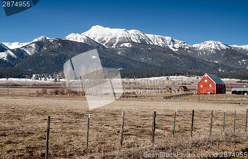Image of Red Barn Endures Mountain Winter Wallowa Whitman National Forest