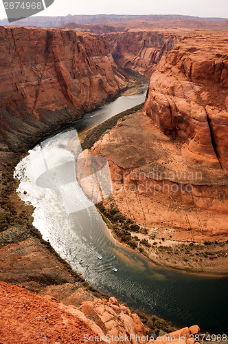 Image of Expedition Pontoon Boats Traverse Colorado River Water Horseshoe