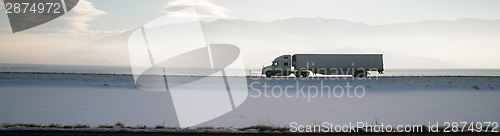 Image of Long Haul Trucker White Light Polution Salt Flats Utah Highway