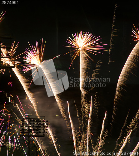 Image of Fireworks Celebration Over Stadium Independence Day July Forth