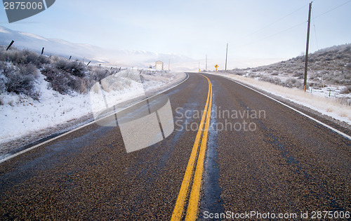 Image of Snake River Valley Road Ranch Snow Falls Rural Farm Landscape