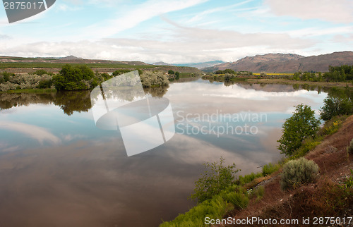 Image of Shoreline Sky Reflection Pend Oreille River Washington State Out